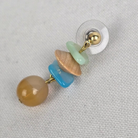 Natural Stone Brown & Blue Drop Earrings - Picture 2 of 3